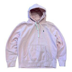 Polo Ralph Lauren Hoodie Men's Large Pink Cotton Blend Fleece Lined Pullover
